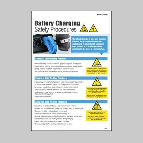 58135 Battery charging safety checklist poster (400x600mm) Safety Sign