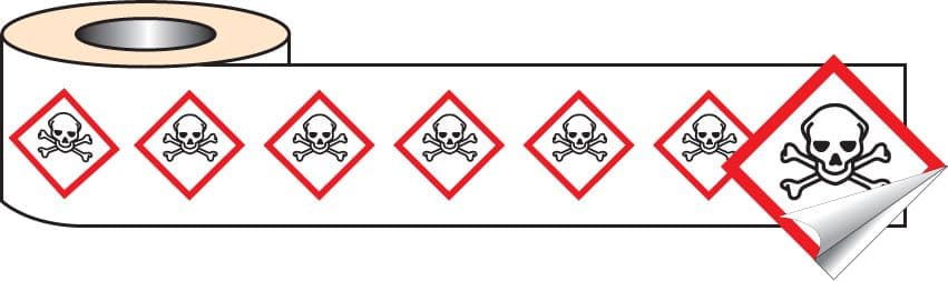58153 250 S/A labels 100x100mm GHS Label - Toxic (100x100mm) Safety Sign