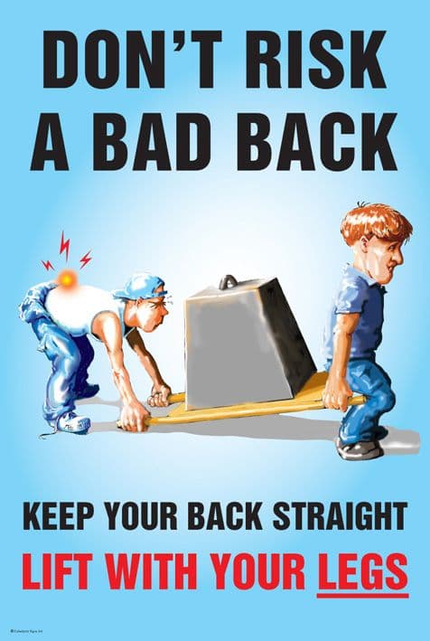 58181 Don't risk a bad back poster 510x760mm synthetic paper (510x760mm) Safety Sign