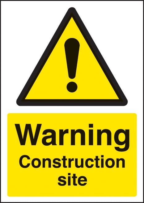 58361 Warning construction site - A4 sav (210x297mm) Safety Sign