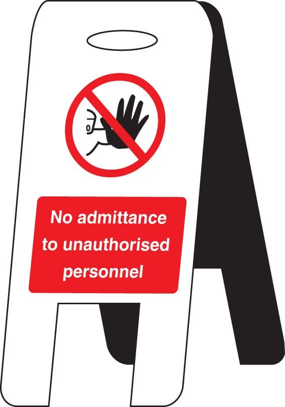 58505 No admittance unauthorised personnel (self standing floor sign) (300x600mm) Safety Sign