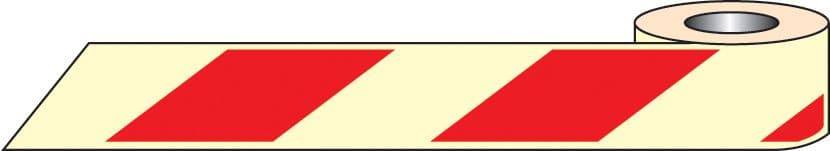 58642 Red/white photoluminescent tape 10mx80mm (10M x 80mm Safety Sign