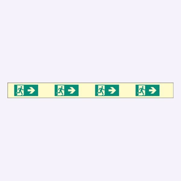 58667 Fire exit right marking strips 1200x800mm photoluminescent (1200x80mm) Safety Sign