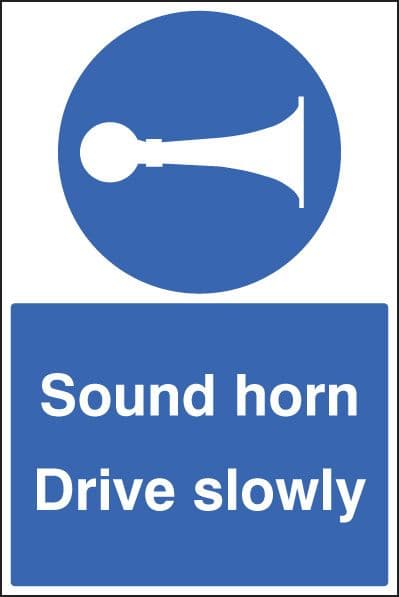 58736 Sound horn drive slowly floor graphic 400x600mm (400x600mm) Safety Sign