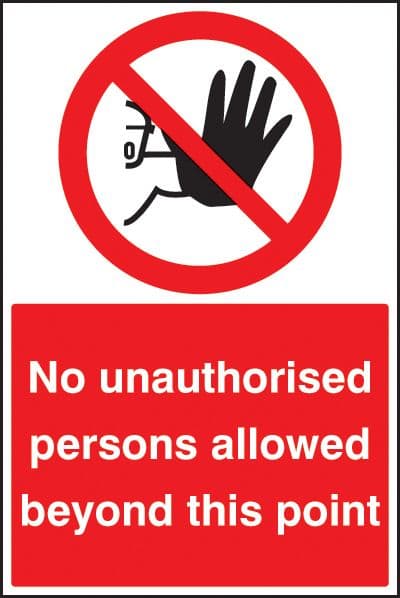 58740 No unauthorised persons beyond this point floor graphic 400x600mm (400x600mm) Safety Sign