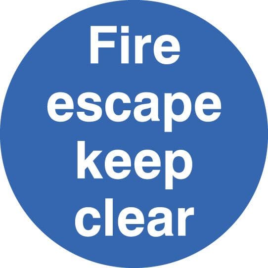 58806 Fire escape keep clear floor graphic 400mm dia (400mm dia) Safety Sign