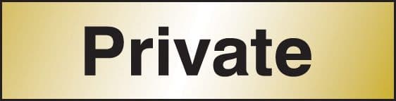 59058 Private 140x35mm Engraved brass effect pvc (140x35mm) Safety Sign