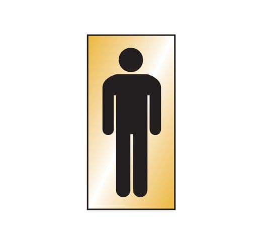 59066 Gents symbol 70x140mm Engraved brass effect pvc (70x140mm) Safety Sign