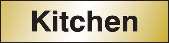 59078 Kitchen 140x35mm Engraved brass effect pvc (140x35mm) Safety Sign