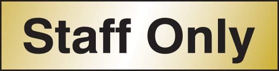 59080 Staff only 140x35mm Engraved brass effect pvc (140x35mm) Safety Sign