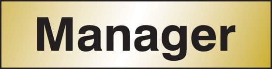 59084 Manager 140x35mm Engraved brass effect pvc (140x35mm) Safety Sign