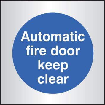 59099 Auto fire door keep clear 70x70mm aluminium (70x70mm) Safety Sign