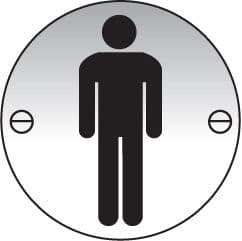 59135 Gents symbol 76mm dia stainless steel sign (76mm dia) Safety Sign