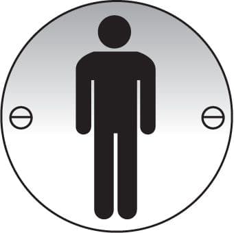 59138 Gents symbol 76mm dia aluminium sign (76mm dia) Safety Sign
