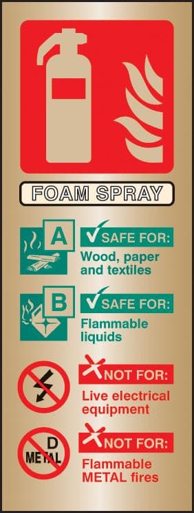 59179 Foam spray extinguisher identification brass 75x200mm (75x200mm) Safety Sign