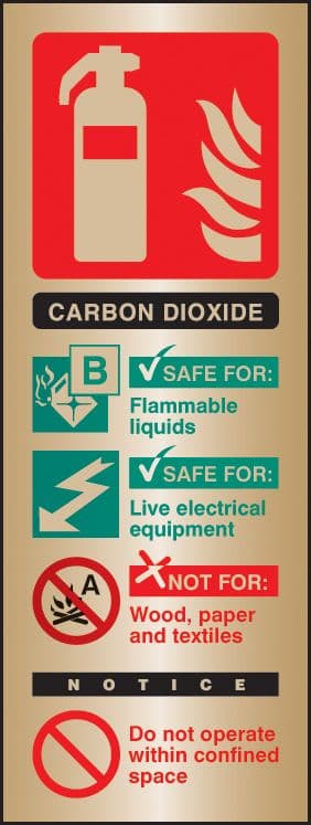 59180 CO2 extinguisher identification brass 75x200mm (75x200mm) Safety Sign