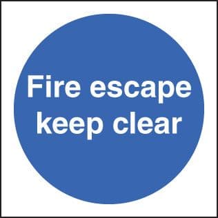 59248 Fire escape keep clear double sided self adhesive 100x100mm (100x100mm) Safety Sign