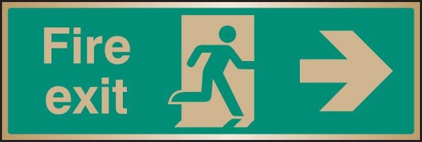 59517 Fire exit arrow right brass 300x100mm (300x100mm) Safety Sign