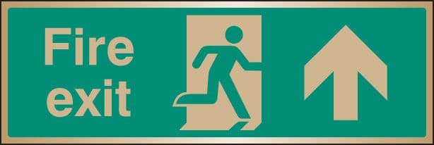 59519 Fire exit arrow ahead brass 300x100mm (300x100mm) Safety Sign