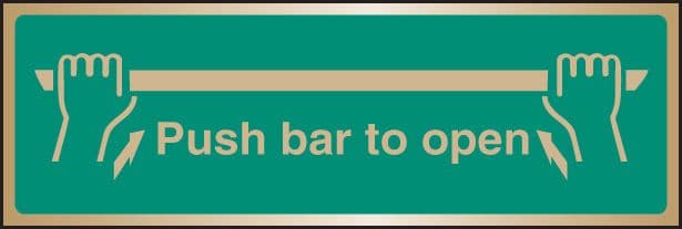 59520 Push bar to open brass 300x100mm (300x100mm) Safety Sign
