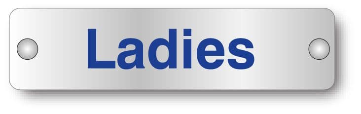 59616 Ladies visual impact aluminium door sign (200x50mm) Safety Sign