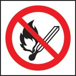 59707 100 S/A labels 50x50mm no naked light (50x50mm) Safety Sign