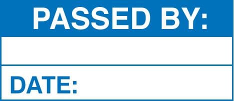 59753 100 S/A labels 50x20 passed by (50x20mm) Safety Sign