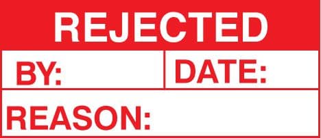59757 100 S/A labels 50x20 rejected (50x20mm) Safety Sign