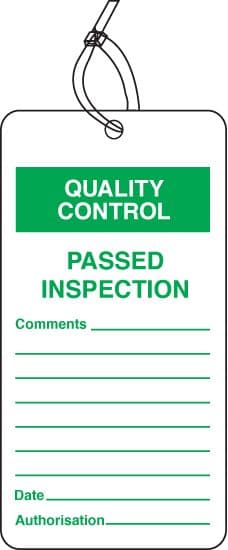 59775 QC tag passed inspection pk of 10 (80x150mm) Safety Sign