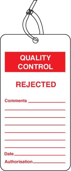 59776 QC tag rejected pk of 10 (80x150mm) Safety Sign