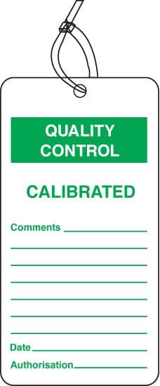 59779 QC tag calibrated pk of 10 (80x150mm) Safety Sign