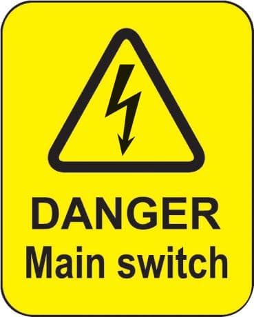 59796 Danger main switch roll of 100 labels 40x50mm (40x50mm) Safety Sign