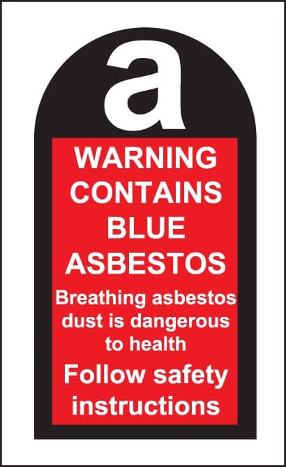 59832 100 S/A labels 27x50mm contains blue asbestos (27x50mm) Safety Sign