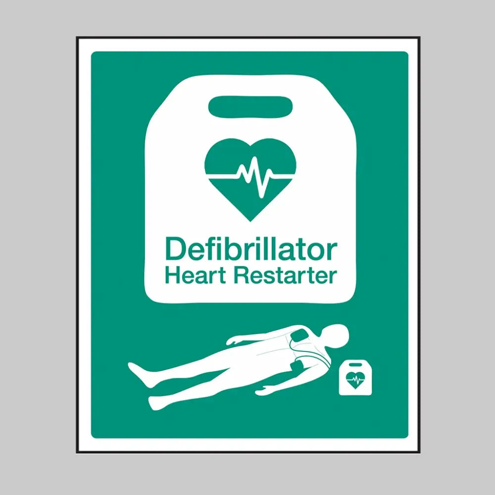 25991H AED Sign with RCUK design Self Adhesive Vinyl (300x250mm) Safety Sign