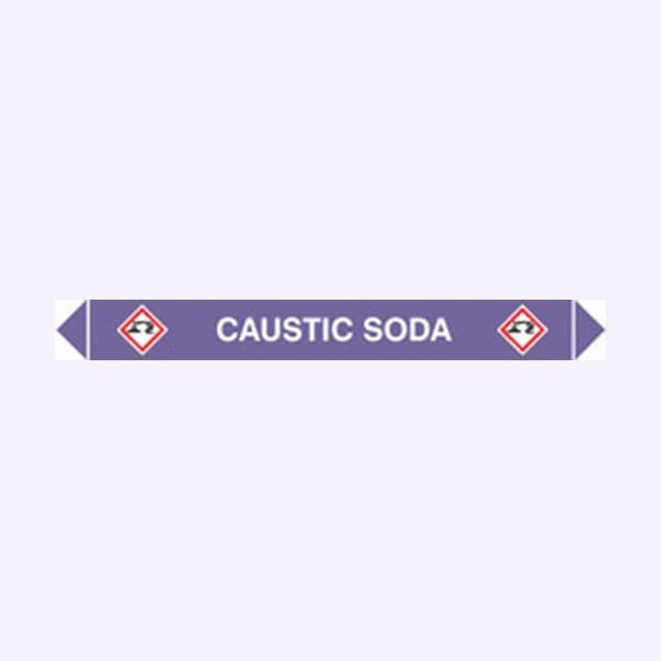 59956 Flow marker Pk of 5 caustic soda (300x40mm) Safety Sign
