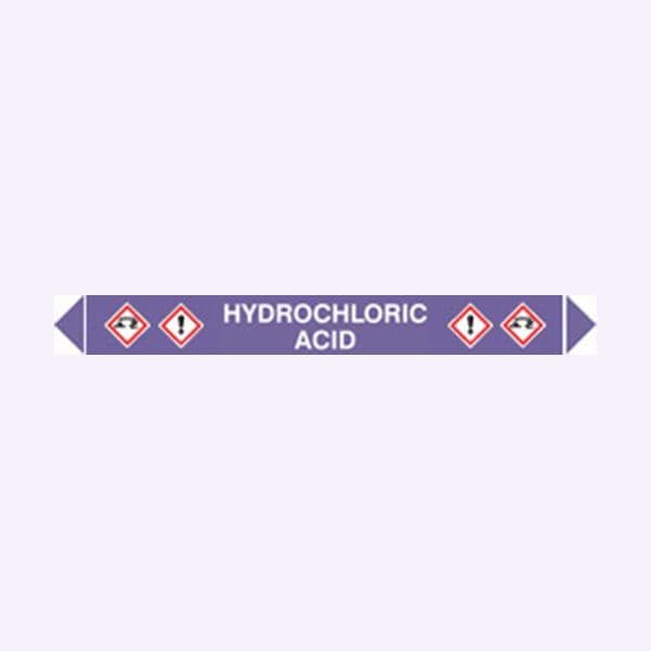 59960 Flow marker Pk of 5 hydrochloric acid (300x40mm) Safety Sign