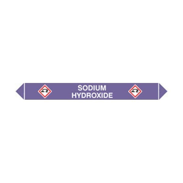 59962 Flow marker Pk of 5 sodium hydroxide (300x40mm) Safety Sign