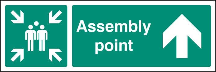 62141H Assembly point straight on Aluminium (300x250mm) Safety Sign