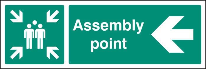 62142H Assembly point left Aluminium (300x250mm) Safety Sign