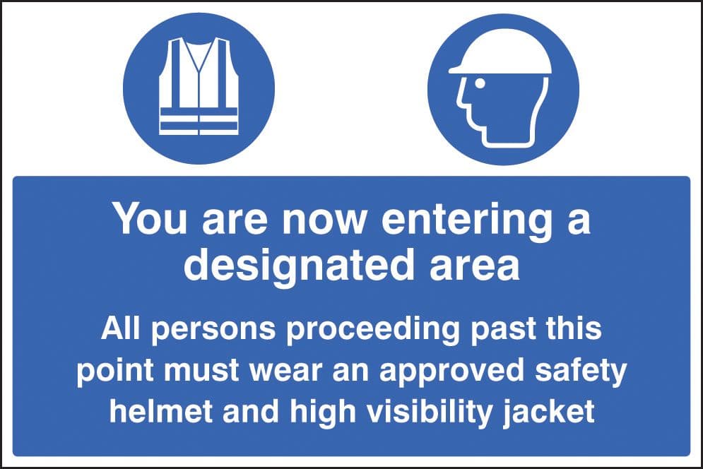 66229P You are now entering a designated area Aluminium (600x400mm) Safety Sign