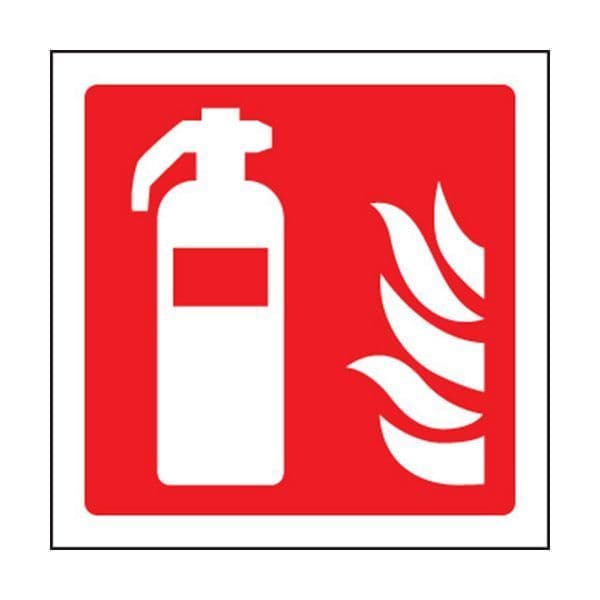 81018U Fire extinguisher symbol sign - Quick-Fix with SAV Backing (100x100mm)