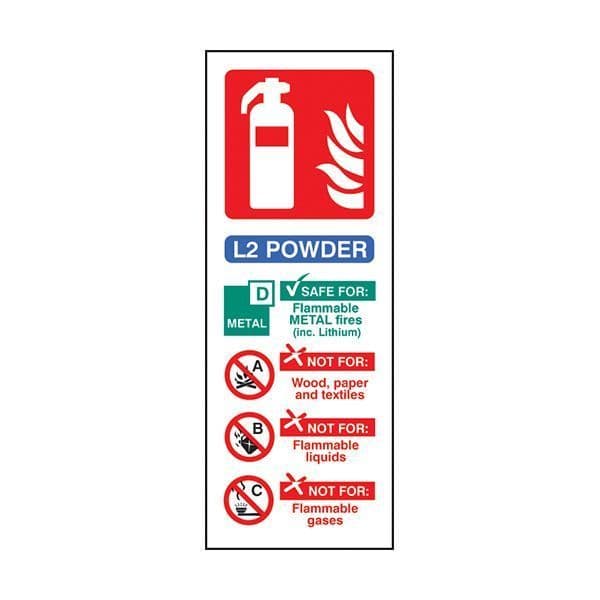 81242S L2 Powder extinguisher ID sign - Quick-Fix with SAV Backing (75x200mm)