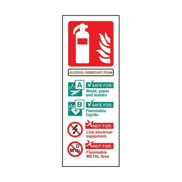 81244S Alcohol resistant foam extinguisher ID sign - Quick-Fix with SAV Backing (75x200mm)