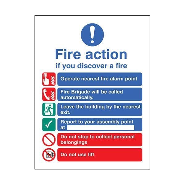 81428E Fire action brigade dialled automatically with lift sign - Quick-Fix (200x150mm)