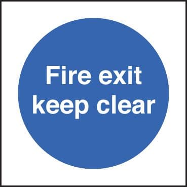 81606B Fire exit keep clear (80x80mm) Rigid PVC with SAV Backing Safety Sign
