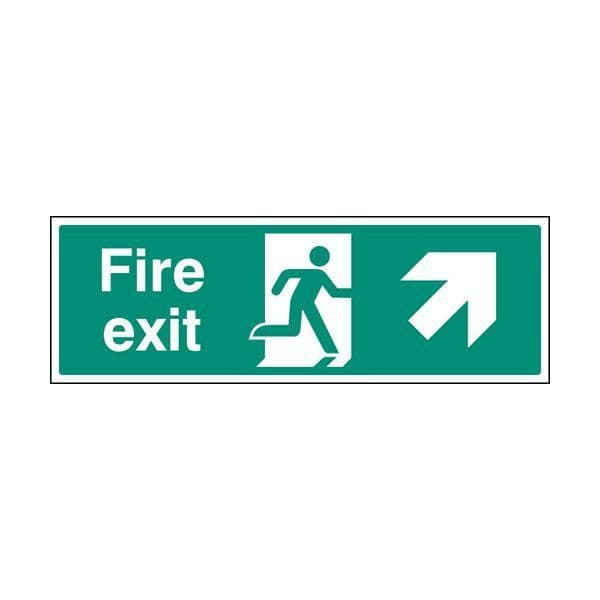 82002L Fire exit arrow up right sign - Quick-Fix with SAV Backing (450x150mm)