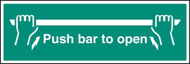 82052L Push bar to open (450x150mm) Rigid PVC with SAV Backing Safety Sign