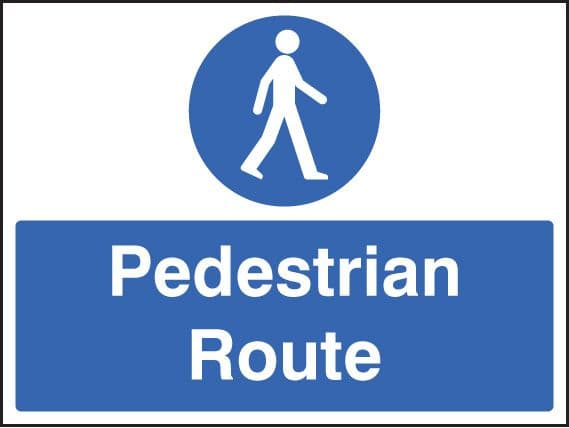 85235K Pedestrian route (400x300mm) Rigid PVC with SAV Backing Safety Sign