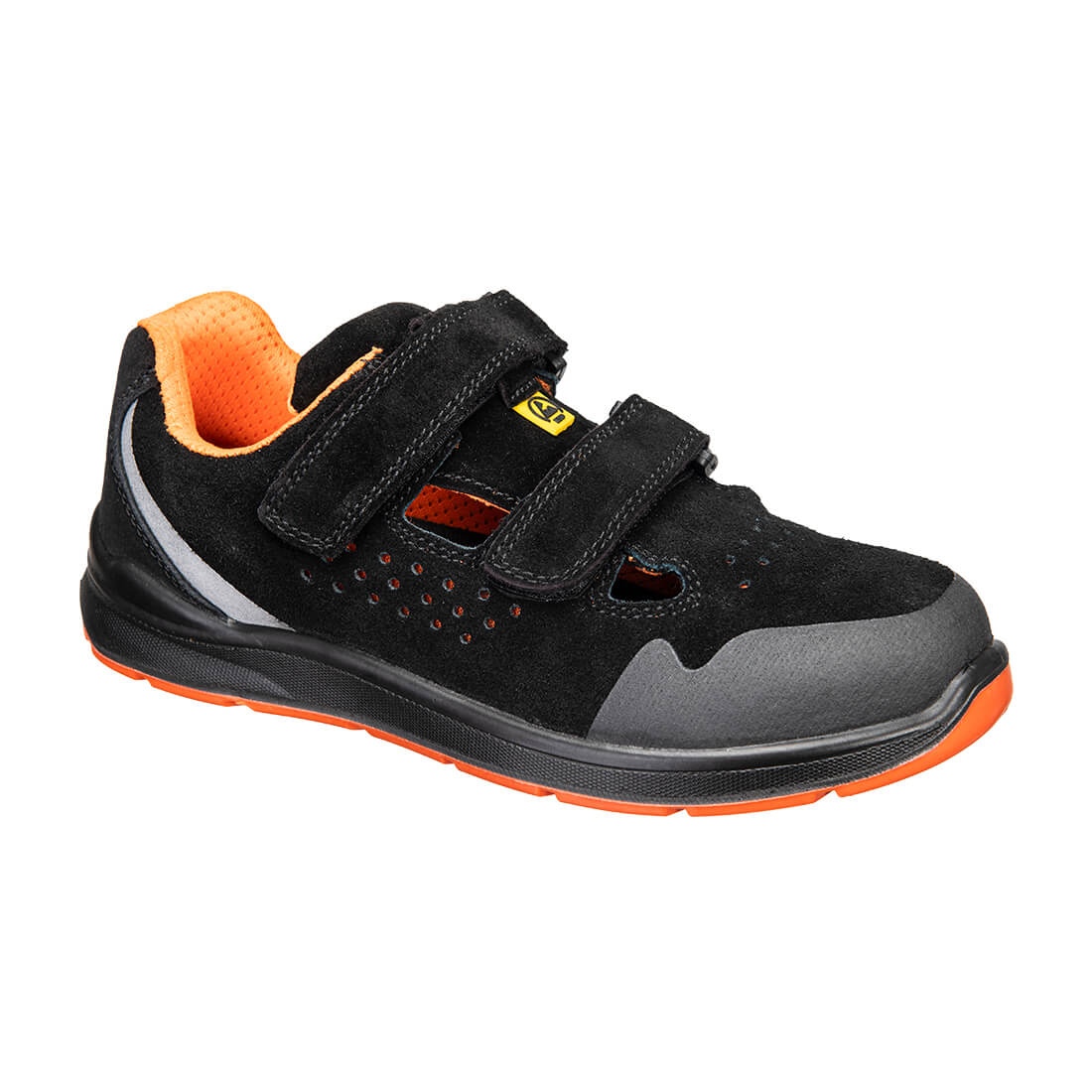 FE08 Steel Cow Suede Sandal S1P ESD SR FO - Black/Grey