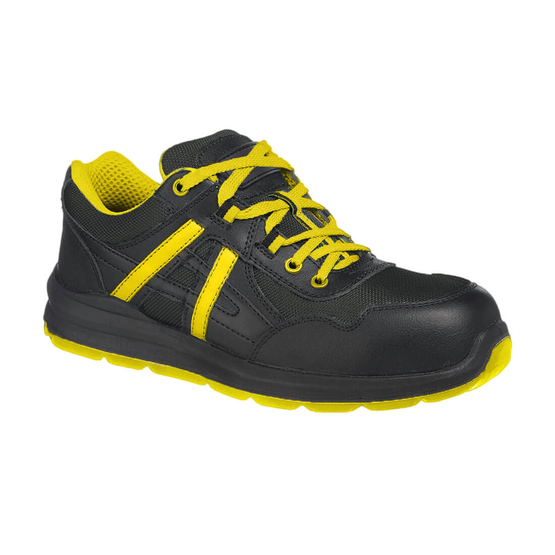 FT60 Composite Leather and Mesh Trainer S1P SRC - Black/Yellow
